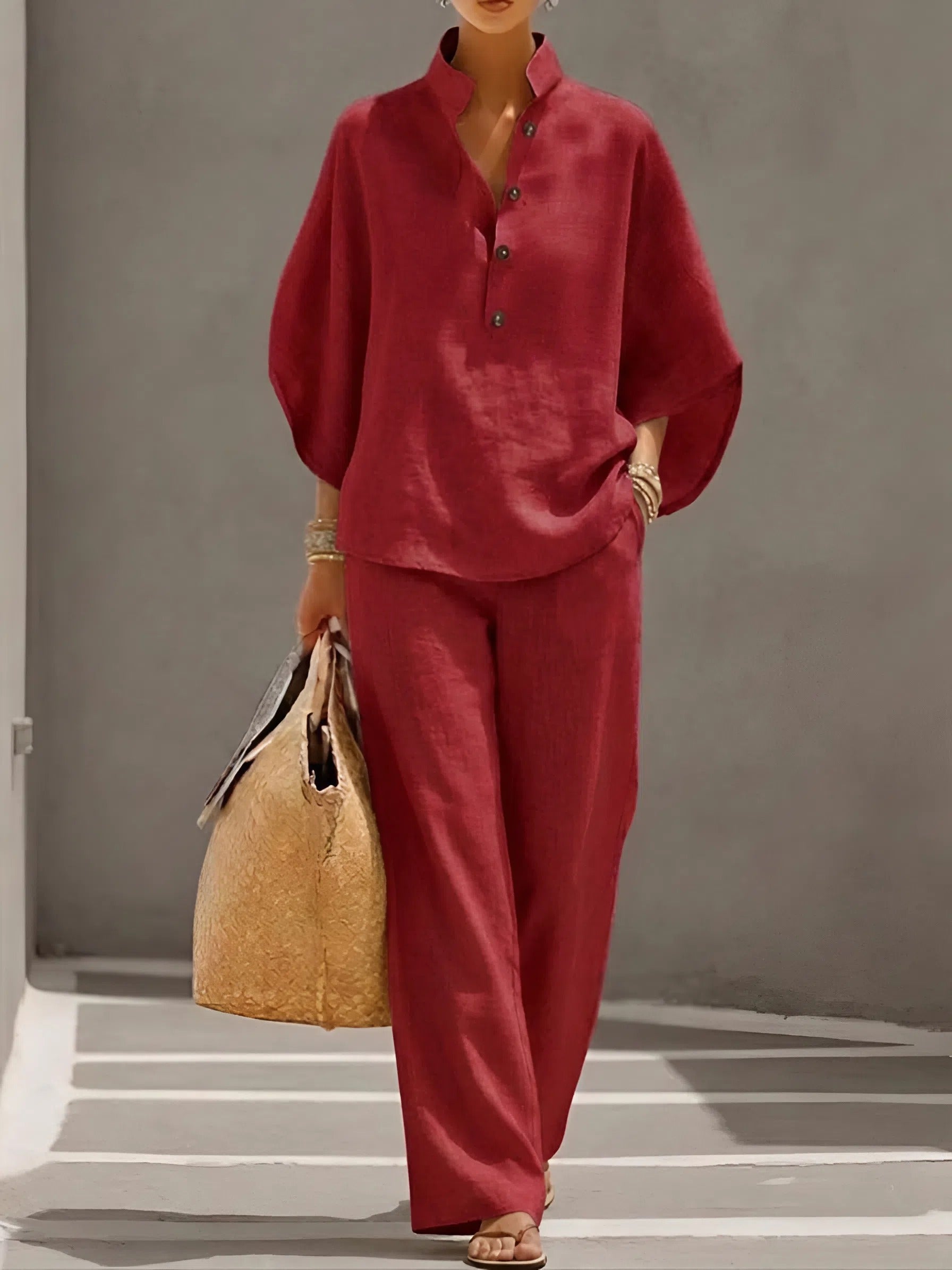Valentina | Women's Button Up Wide Leg Set