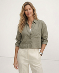 Verity | Women's Cropped Oversized Long Sleeve Button-Down Shirt