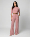 Vivara | Women's Wide Leg High Waist Two-Piece Pants Set