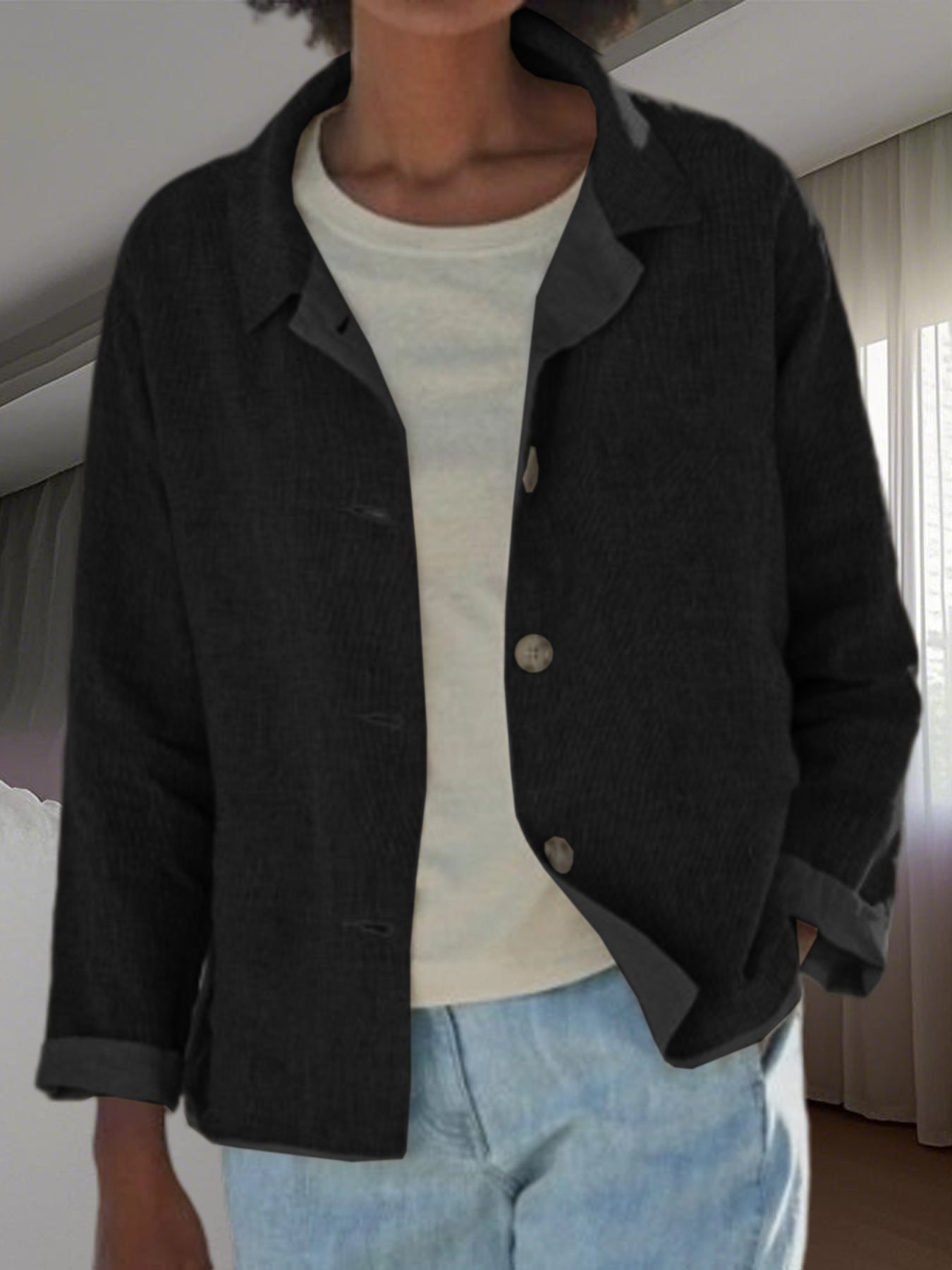 Zephyra | Women's Casual Long Sleeve Button Front Jacket